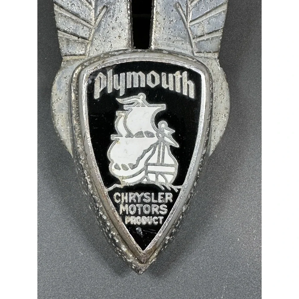 VTG OEM Mopar Plymouth Chrysler Motors Product Hood‎ Radiator Emblem Badge 1935